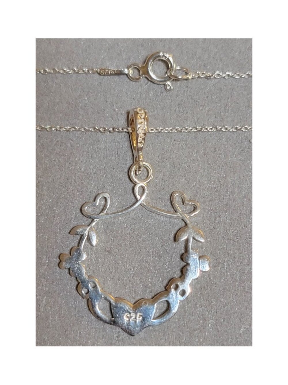 Irish Claddagh Necklace 925 Sterling Silver 20" Chain NWT - Picture 6 of 6